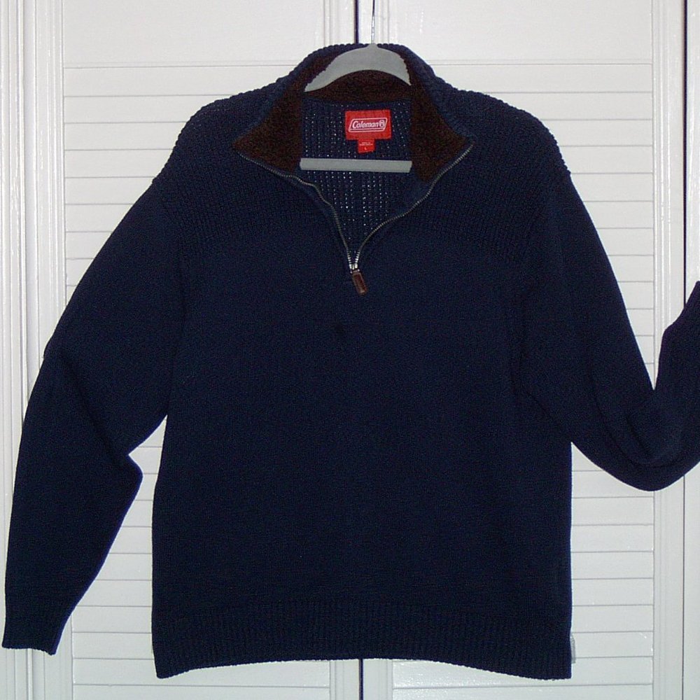 Coleman Men's Medium Navy Blue Zip Neck Sweater